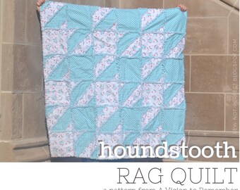 Houndstooth Rag Quilt Pattern, Quilt Patterns PDF, Patchwork Quilt Pattern
