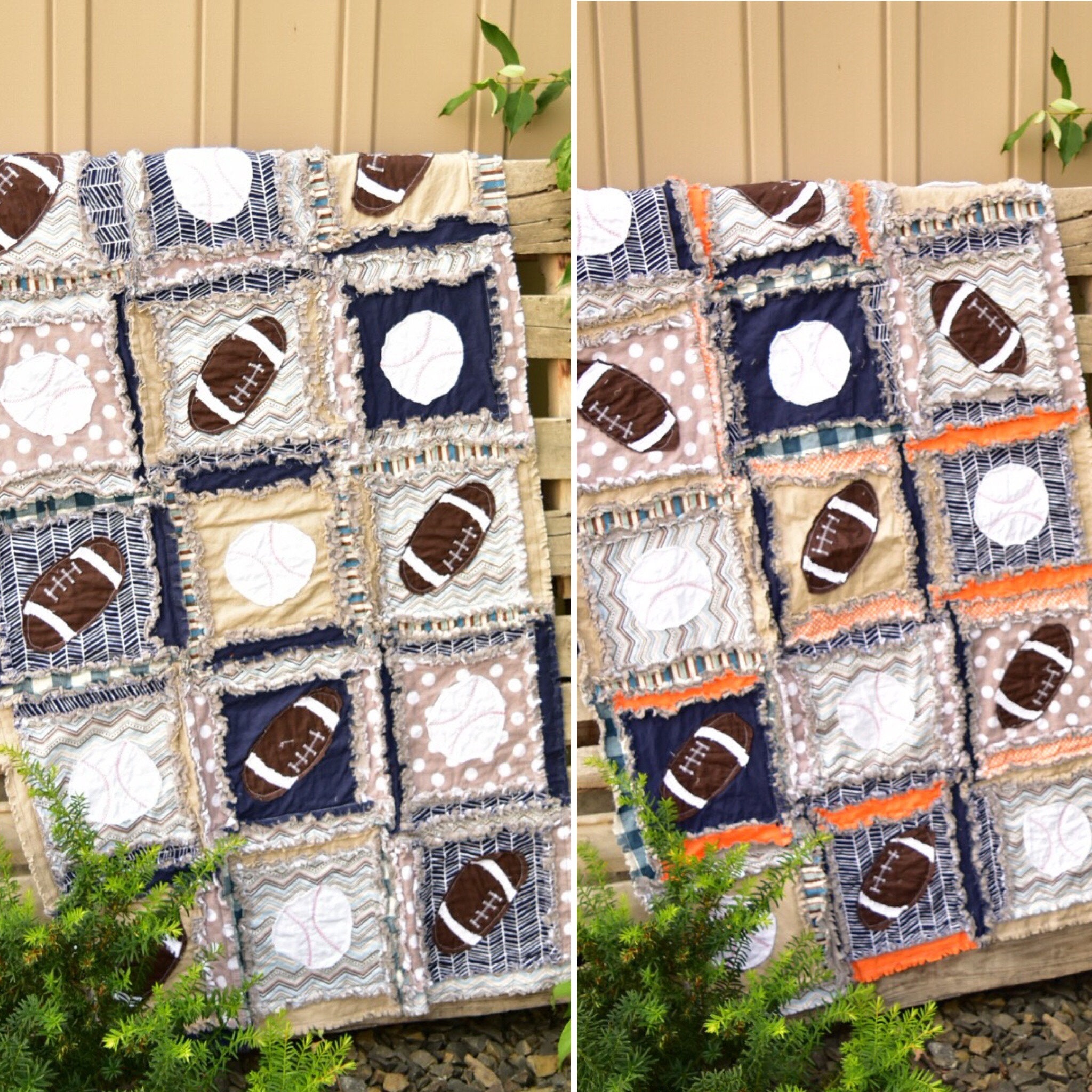 Football Applique Rag Quilt Pattern Baby Quilt Pattern Etsy