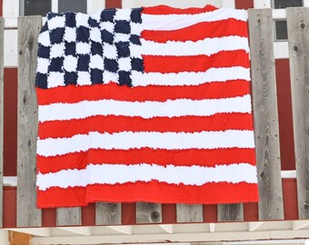 American Flag Rag Quilt Pattern PDF, Rag Quilt Throw Patchwork Quilt Sewing Pattern