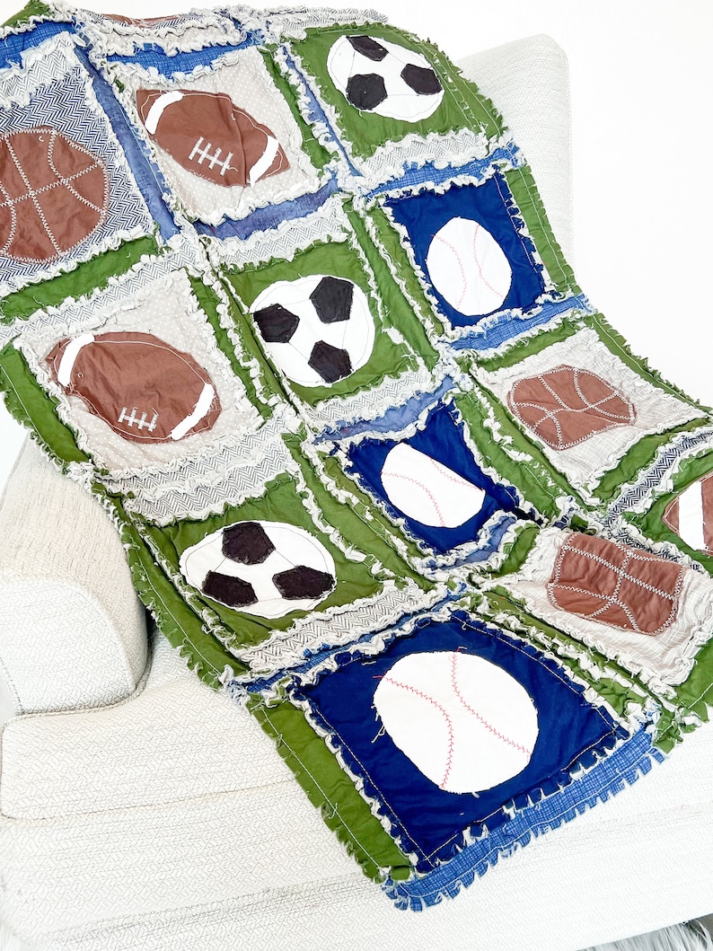 Sports Quilt Pattern PDF, Soccer, Football Quilt, Baseball Quilt, Basketball Quilt Baby Quilt Pattern image 1