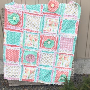 Flower Applique Rag Quilt Pattern PDF, Easy Quilt Pattern for Baby Rag Quilt and Toddler Girl Bedding, Baby Bedding Pattern Nursery Decor