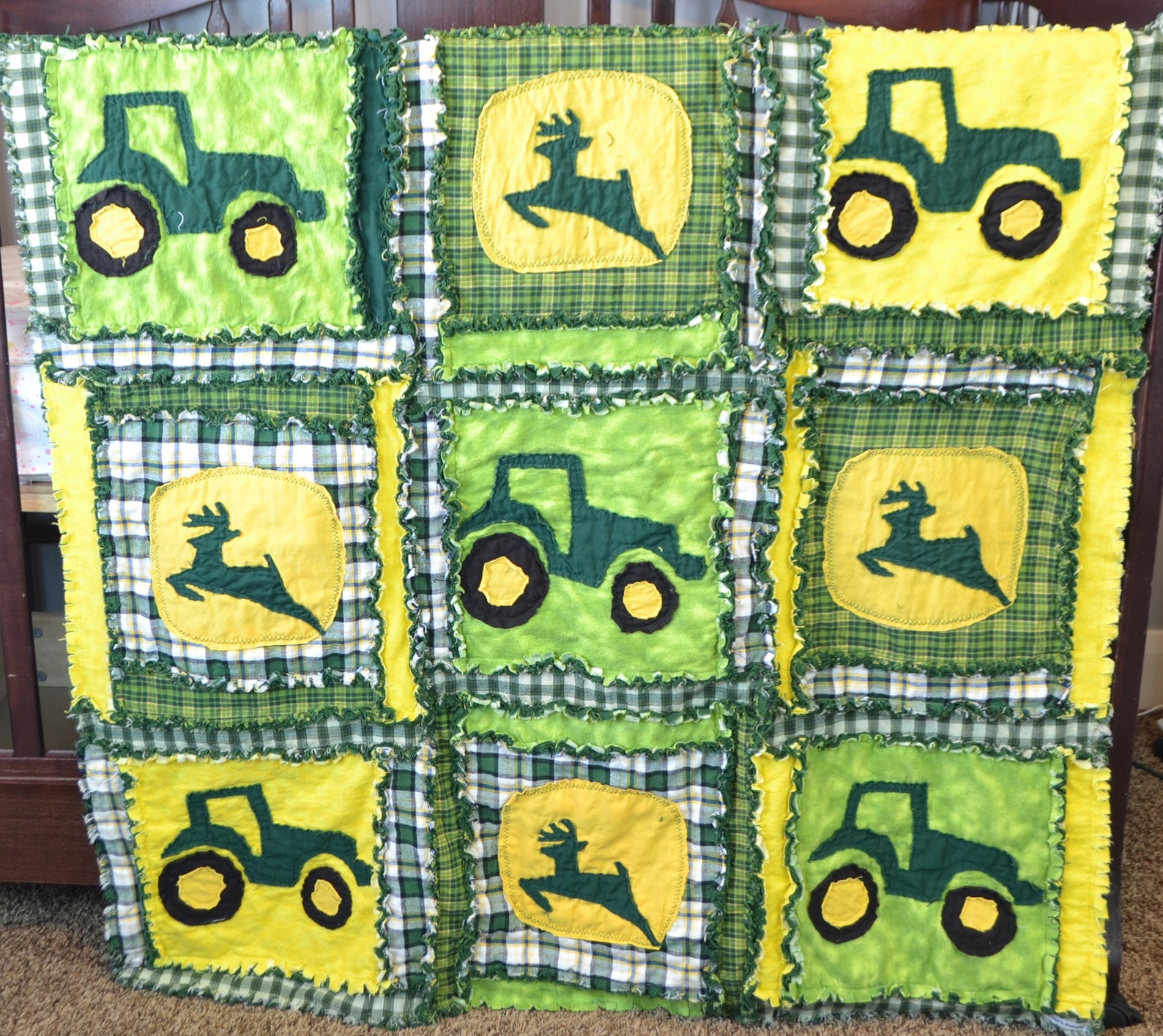 Tractor Applique Rag Quilt Pattern Baby Quilt Pattern Etsy