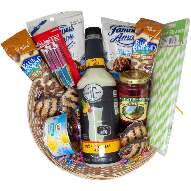 Pina Colada Mix Gift Basket With Recipe Card & Coconut Snacks Etsy