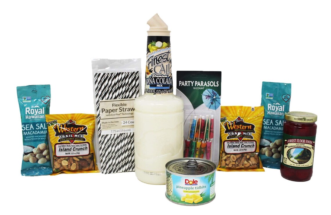 Pina Colada Mix Gift Basket with Recipe Card & Coconut Snacks Etsy
