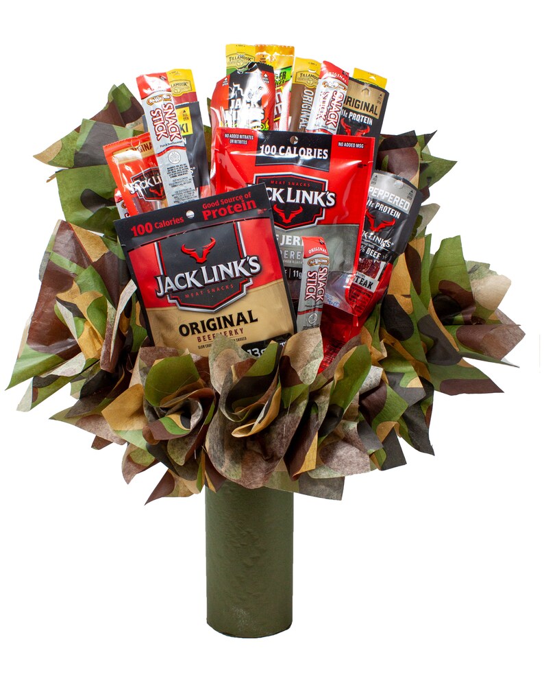 Beef Jerky Bouquet With a Unique Variety of Name Brand Meat Etsy