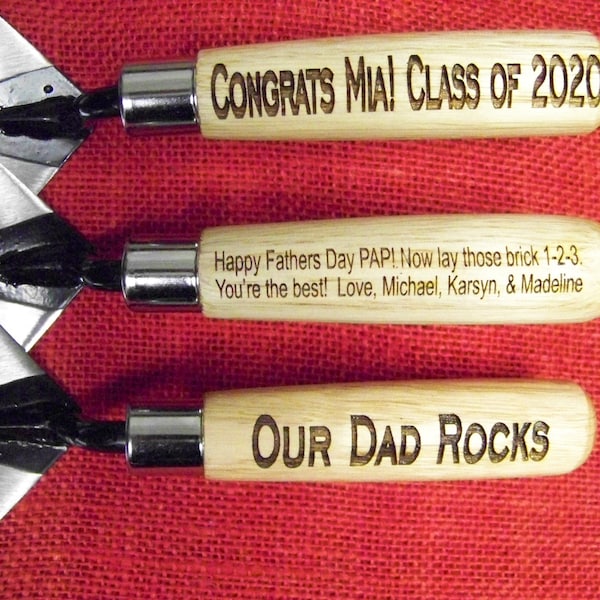 Personalized Hammer, Masonry Trowel, Gardening Tools - Custom engrave for an accomplishment, Thank you, Gift, Fathers Day, Holiday.