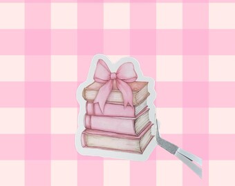 Coquette Books Sticker: Pink Stack, Water Resistant Vinyl