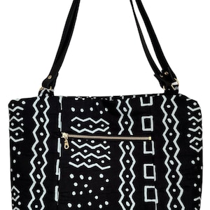 Large Ankara Black/White Designed Tote Bag