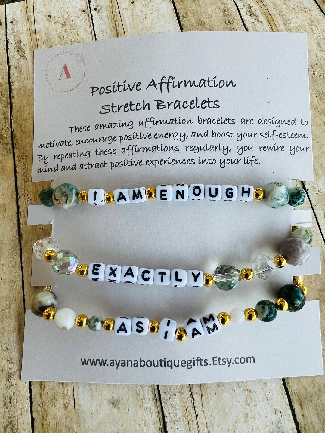 Positive Affirmation Beaded Stretch Bracelet Set - Etsy