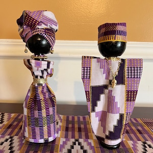 Authentic Kente Wooden Peg Dolls