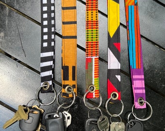 Kente Fabric Wristlet Keychain