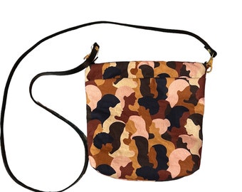 Bolsa transversal pequena com estampa africana - Bolsa transversal pequena feita à mão - Bolsa elegante - Presente exclusivo para ela - Bolsa de ombro - Bolsa pequena para o dia a dia