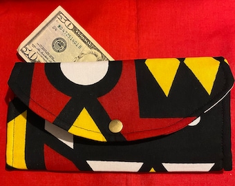 Kente Fabric Wallet: Handmade African Print Clutch, Matching Handbag Accessory