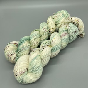 Hand Dyed Yarn, Superwash Merino wool, Green, Sage Green, Pink, Green, Fingering Weight, Sport, DK, Worsted Weight, Speckled - Graceful