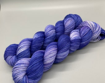 Hand Dyed Yarn, 75% Superwash Merino Wool 25 Nylon, Fingering Weight, Sock Yarn, Blue, Purple - 463yds per skein - Iris