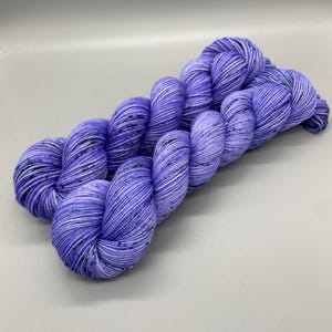 Hand Dyed Yarn, Superwash Merino wool, Purple, Green Speckled, Fingering Weight, Sport, DK, Worsted Weight - Lavender Fields image 1