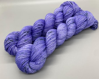 Hand Dyed Yarn, Superwash Merino wool, Purple, Green Speckled, Fingering Weight, Sport, DK, Worsted Weight - Lavender Fields