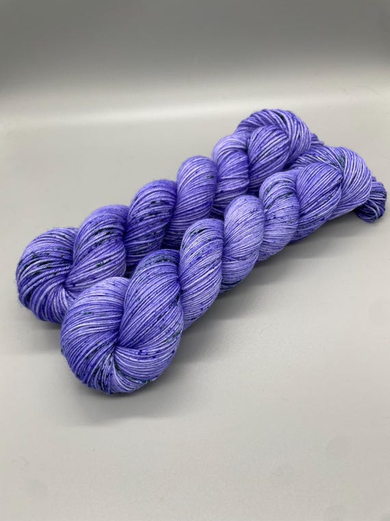 Hand Dyed Yarn, Superwash Merino wool, Purple, Green Speckled, Fingering Weight, Sport, DK, Worsted Weight - Lavender Fields