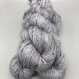 Hand Dyed Yarn, Superwash Merino wool, Gray base, Speckled, Fingering Weight, Sport, DK, Worsted Weight A Walk in the Night image 4