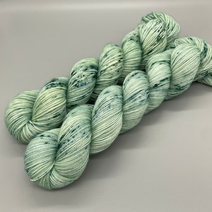 Hand Dyed Yarn, Superwash Merino wool, Green, Light Green, Sage, Blue lightly Speckled, Fingering Weight, Sport, DK, Worsted Weight - Peace