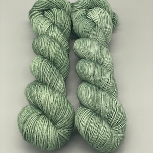 Hand Dyed Yarn, Superwash Merino wool, Green tonal, Green semi solid, Fingering Weight, Sport, DK, Worsted Weight Mellow Meadows image 2