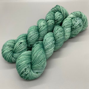Hand Dyed Yarn, Superwash Merino wool, Green, Green Speckled Fingering Weight, Sport, DK, Worsted Weight - Rainforest