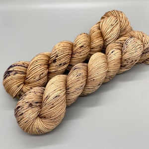 Hand Dyed Yarn, Superwash Merino wool, Brown, Coffee, lightly Speckled, Fingering Weight, Sport, DK, Worsted Weight - So Fawned of You