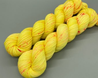 Hand Dyed Yarn, Superwash Merino wool, Yellow, Orange, Speckled, Fingering Weight, Sport, DK, Worsted Weight - Bee Mine