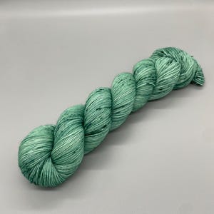 Hand Dyed Yarn, 75% Superwash Merino Wool 25 Nylon, Fingering Weight, Sock Yarn, Green, Green Speckles - 463yds per skein - Rainforest