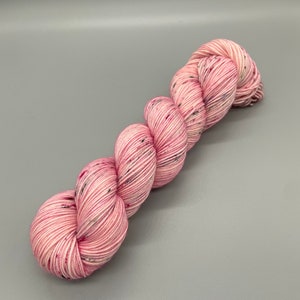 Hand Dyed Yarn, 100% Superwash Merino Wool, Sport weight, Pink, Pink and Green Lightly Speckles - 328yds per skein - Peonies