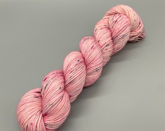 Hand Dyed Yarn, 100% Superwash Merino Wool, Sport weight, Pink, Pink and Green Lightly Speckles - 328yds per skein - Peonies