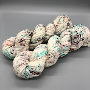 Hand Dyed Yarn, Superwash Merino wool, Aqua, Coral, Brown, Speckled, Fingering Weight, Sport, DK, Worsted Weight - Sea Coral