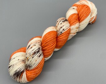 Hand Dyed Yarn, 100% Superwash Merino Wool, Worsted, Orange, White, Brown, Yellow, Orange Speckles  - 218yds per skein - American Robin