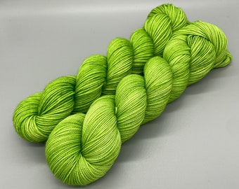 Hand Dyed Yarn, Superwash Merino wool, Green, Lime Green, Apple Green, semi solid, Fingering Weight, Sport, DK, Worsted Weight - I Lime You