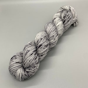 Hand Dyed Yarn, 100% Superwash Merino, DK Weight, Gray, Gray Speckles - 231yds per skein - A Walk in the Night