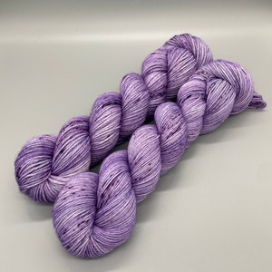 Hand Dyed Yarn, Superwash Merino wool, Purple, Lightly Speckled Yarn, Fingering Weight, Sport, DK, Worsted Weight Purple Rain image 1