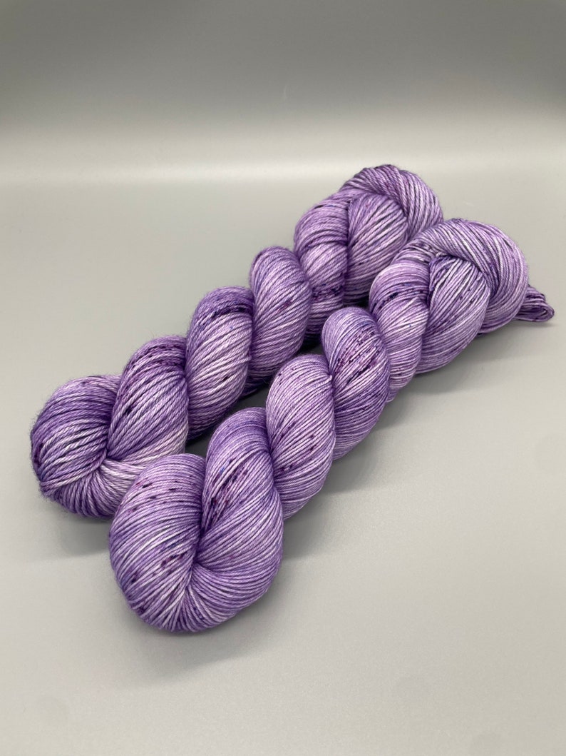 Hand Dyed Yarn, Superwash Merino wool, Purple, Lightly Speckled Yarn, Fingering Weight, Sport, DK, Worsted Weight Purple Rain image 1