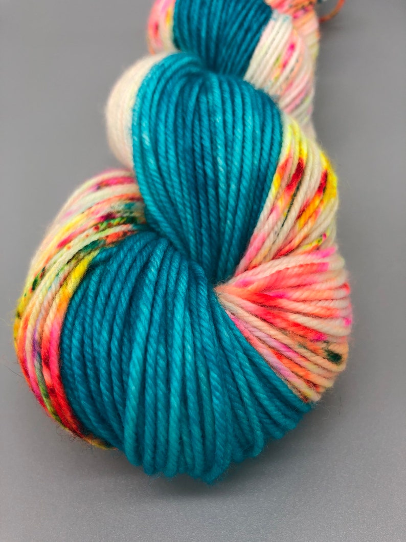 Hand Dyed Yarn Superwash Merino wool Turquoise Fluorescent Etsy