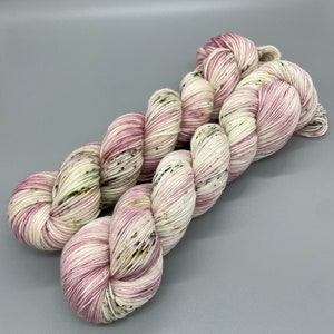 Hand Dyed Yarn, Superwash Merino wool, Pink, White, Brown, Greens, Fingering Weight, Sport, DK, Worsted Weight, Speckled - Hope