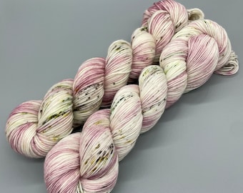 Hand Dyed Yarn, Superwash Merino wool, Pink, White, Brown, Greens, Fingering Weight, Sport, DK, Worsted Weight, Speckled - Hope