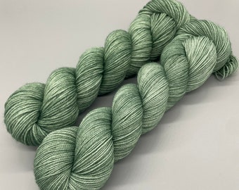 Hand Dyed Yarn, Superwash Merino wool, Green tonal, Green semi solid, Fingering Weight, Sport, DK, Worsted Weight - Mellow Meadows