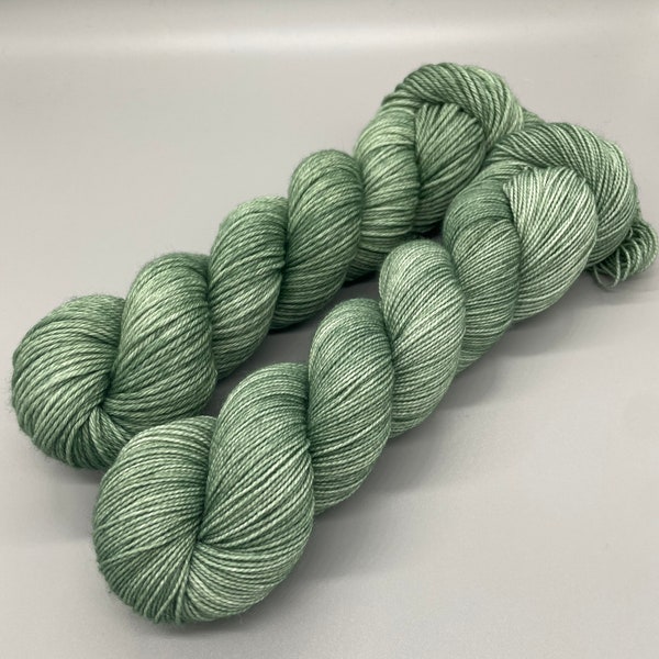 Hand Dyed Yarn, Superwash Merino wool, Green tonal, Green semi solid, Fingering Weight, Sport, DK, Worsted Weight - Mellow Meadows