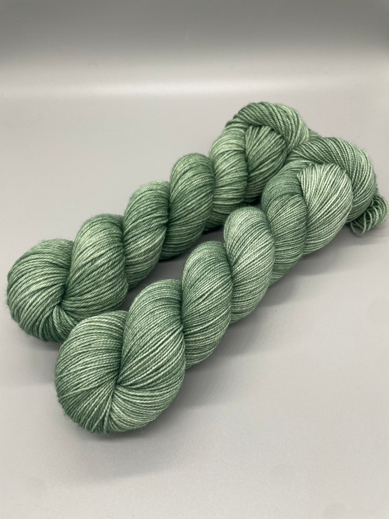 Hand Dyed Yarn, Superwash Merino wool, Green tonal, Green semi solid, Fingering Weight, Sport, DK, Worsted Weight Mellow Meadows image 1