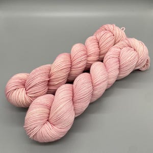 Hand Dyed Yarn, Superwash Merino wool, Pink tonal, Pale Pink semi solid, Fingering Weight, Sport, DK, Worsted Weight - Tulips