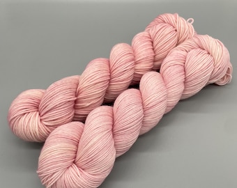 Hand Dyed Yarn, Superwash Merino wool, Pink tonal, Pale Pink semi solid, Fingering Weight, Sport, DK, Worsted Weight - Tulips