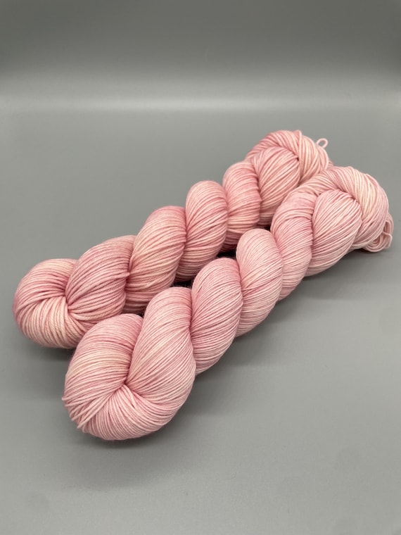 Hand Dyed Yarn, Superwash Merino wool, Pink tonal, Pale Pink semi solid, Fingering Weight, Sport, DK, Worsted Weight - Tulips