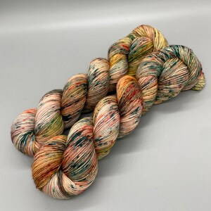 Hand Dyed Yarn, 75% Superwash Merino 20 Nylon, Fingering Weight, Browns, Yellow, colorful Speckles - 463yds per skein - Harvest