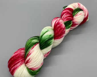 Hand Dyed Yarn, 100% Superwash Merino Wool, DK Weight, Red, Green, Christmas Yarn - 231yds per skein - Ho Ho Ho!!!