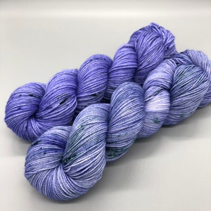 Hand Dyed Yarn, Superwash Merino wool, Purple, Green Speckled, Fingering Weight, Sport, DK, Worsted Weight Lavender Fields image 1