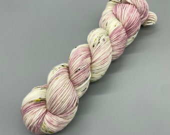 Hand Dyed Yarn, 100% Superwash Merino Wool, Worsted, Pink, Mauve, White, Speckles  - 218yds per skein - Hope